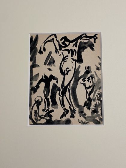 "Figure"  is an original watercolor drawing on ivory-colorated cardboard by Giuseppe Zanetti (1910-1983).