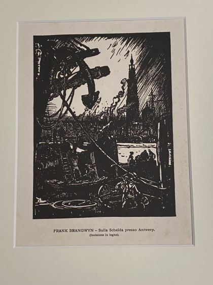 Sulla Schelda presso Antwerp is an original woodcut on paper realized by Frank Brangwyn.