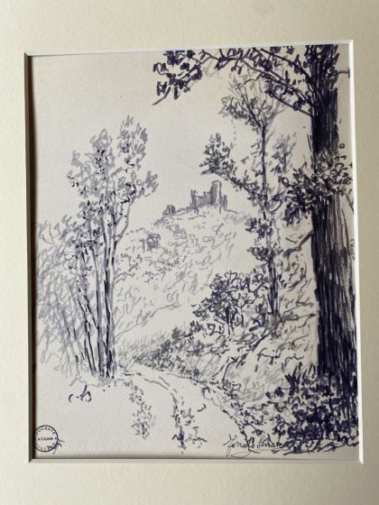 Landscape is an original china ink drawing on paper realized by Socrate Foscato.