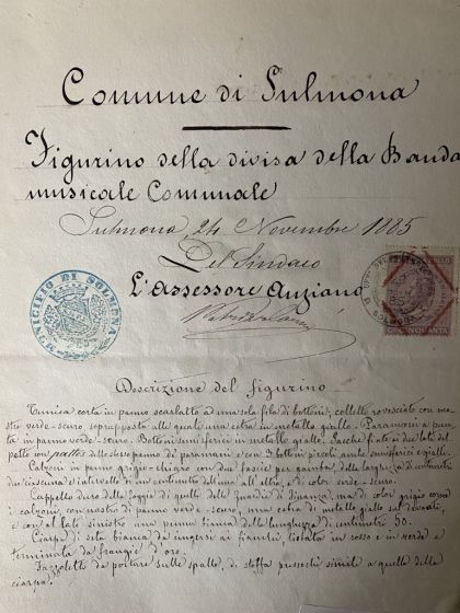 Figurino della Divisa della Banda musicale Comunale
