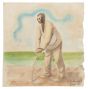 "Farmer" is an original drawing in mixed media on cardboard, realized by Jean Delpech (1916-1988).   