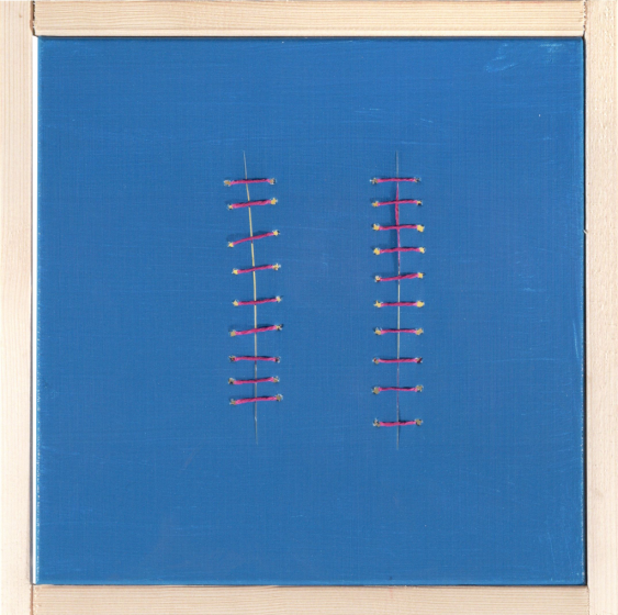 Red Seams on Blue by Mario Bigetti - Contemporary Artwork
