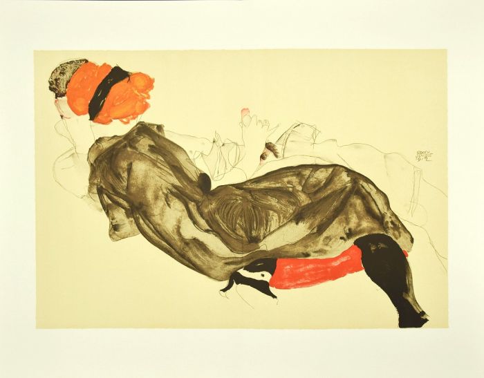 Reclining Couple by Egon Schiele - Modern Artwork