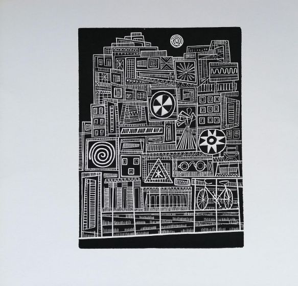 City in the Night by Luigi Spacal - Contemporary Artworks 