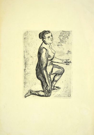 Nude Figure, d'apres Nature, is an original etching on cardboard realized by Regnault in the second half of the XX century, in 1965s.