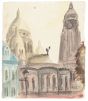 "Paris" is an original drawing in watercolor on paper, realized by Jean Delpech (1916-1988). 