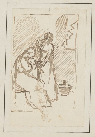 "Figures" is an original drawing in ink on paper, realized by G. Riegler . 