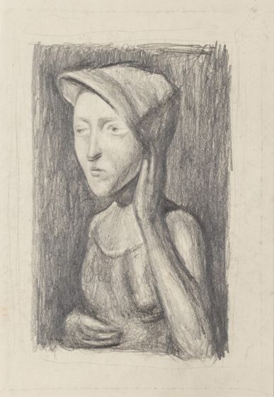 "Subject Posing" is an original drawing in tempera on paper, realized by an Anonymous Artist of the XX Century . 