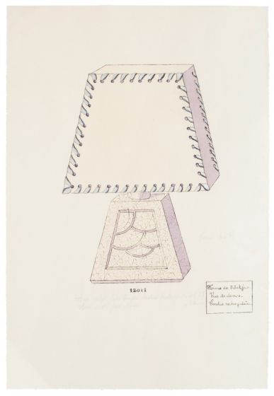 "Lamp"  is an original china ink and watercolor drawing on ivory-colorated paper by Anonymous Artist of XIX Century.