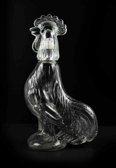 Vintage Glass Rooster Shaped Bottle