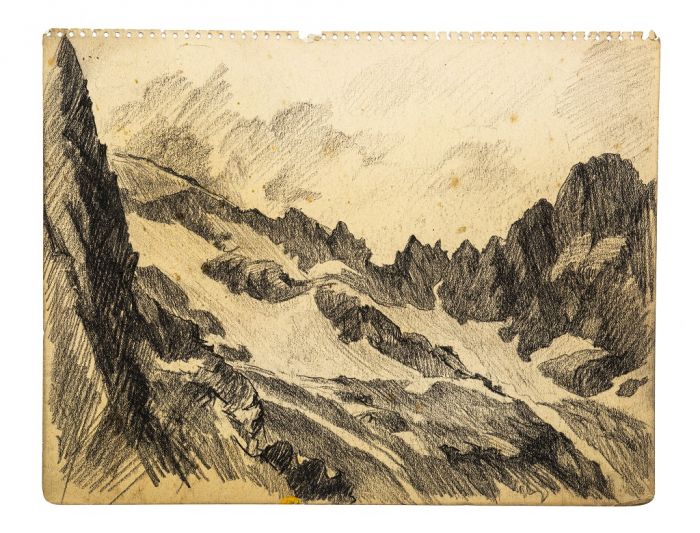  Black and white Mountains by Anonymous -Modern Artwork