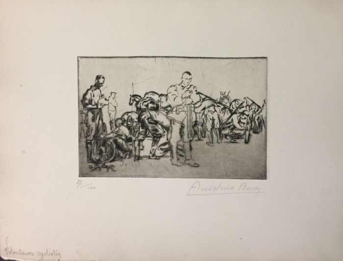 Volontaires Cyclistes - from "Le Croquis du Front Italien"