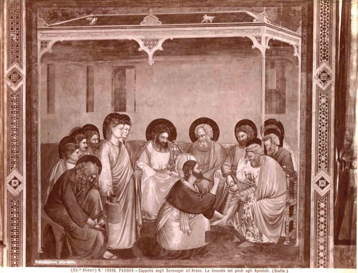 The Washing of the Feet of the Apostles by Giotto . Vintage Photograph