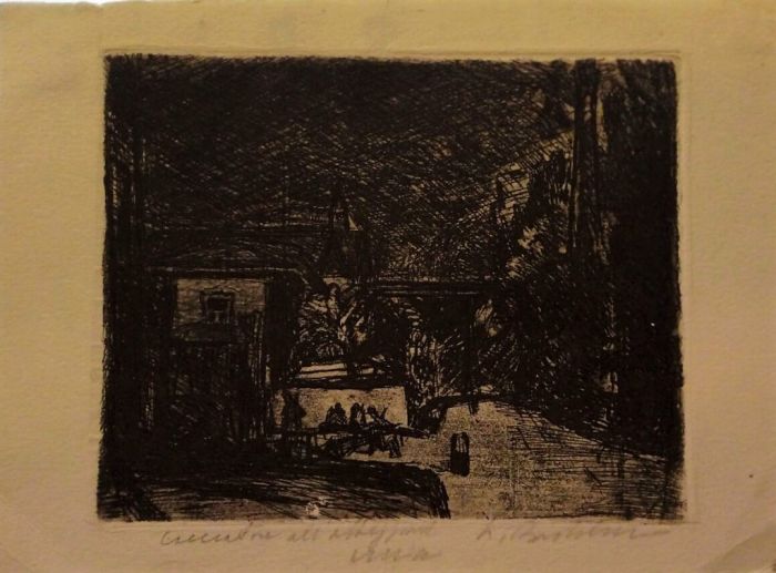 Artwork, Modern Art, Etching, Print, Luigi Bartolini, Cacciatore all'albeggiare