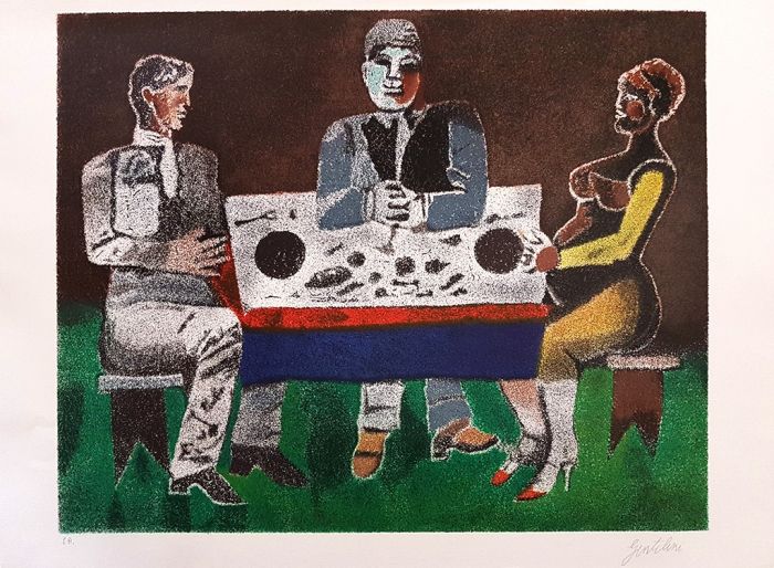 Contemporary art, Artwork, Print, Lithograph, Franco Gentilini, Luisa e Ippolito
