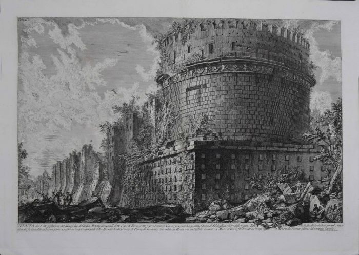 View of Mausoleo of Cecilia Metella by Giovanni Battista Piranesi - Old Master Artwork