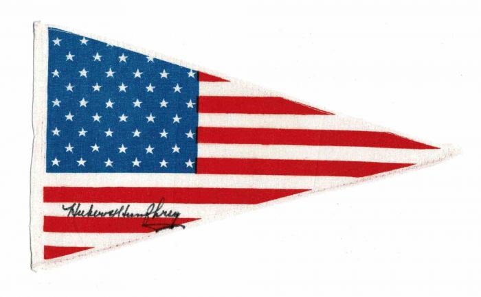 USA Pennant Autographed by Hubert Humphrey