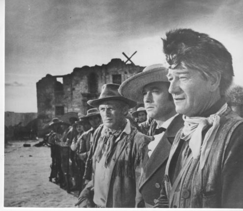 John Wayne on the set of "The Alamo"