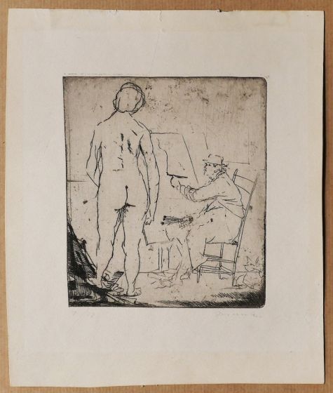 The painter and the model by Giacomo Manzu - Modern Artwork