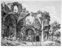 Luigi Rossini, avanzi della Biblioteca in Villa Adriana, di opera retticolata, Roma, 1824, L. Rossini, Tivoli, Rome, Architecture, Ruins, Landscape, Roman, Villa, Palace, Neoclassicism, Old Masters, Artworks, Etchings, Engraves, Archeology, Monuments, Pir