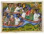 "Procession" is an original drawing in mixed media on ivory-colored cardboard, realized by Anonymous Ethiopan Artist of the XX Century.
