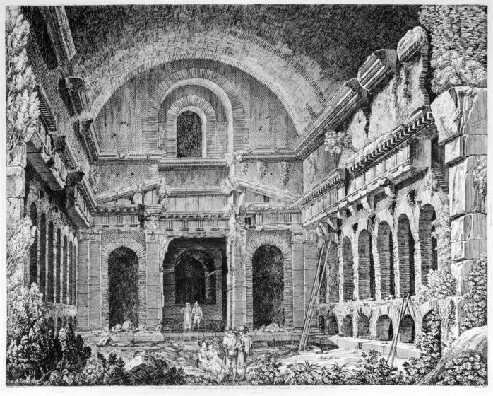 L. Rossini, Veduta di un Tempio Antico, o Ninfeo alle sponde del Lago di Castel Gandolfo (..), 1826. L. Rossini, Tivoli, Rome, Architecture, Ruins, Landscape, Roman, Villa, Palace, Neoclassicism, Old Masters, Artworks, Etchings, Engraves, Temple, Lake, Ga