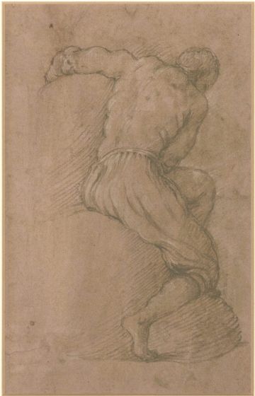 Sitting Male Nude by an Anonymous of the XVII century - Old Masters Artwork