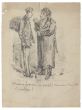 "Figures" is an original drawing in tempera on paper, realized by an Anonymous Artist of the XX Century . 