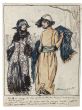 "Elegant Ladies"  is an original watercolored ink drawing on ivory-colored paper, signed by Luigi  Bompard (1879-1953).