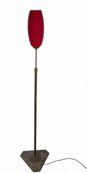 Vintage Red Murano Glass Floor Lamp attr. to Vistosi