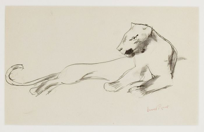 Lying Lioness by Ernest Rouart - Modern Artwork