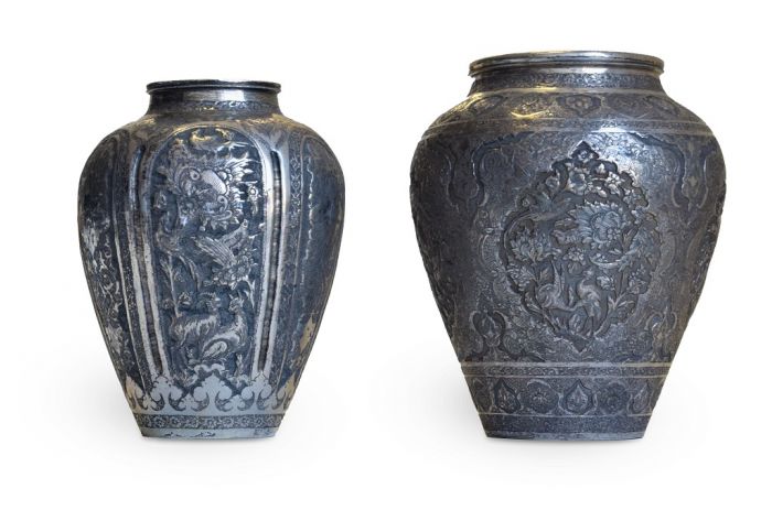 Two Persian Silver Vases - Decorative Objects