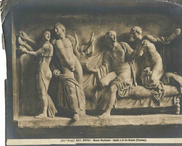 Vintage Photo Detail of Apollo and Charites Sculpture in National Museum Naples