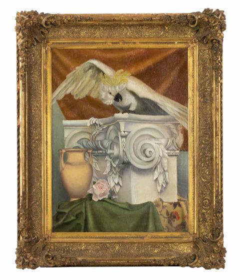 Allegory with Parrot, Capital, Amphora and Drapes