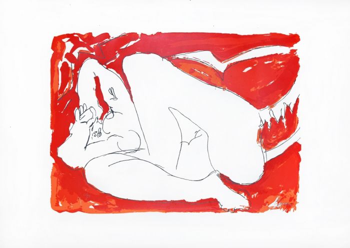 Lying Female Nude by Édouard Pignon - Contemporary Artwork