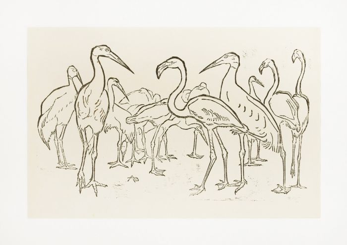 Storks And Flamingos by Raymond Brudieux  - Modern Artwork