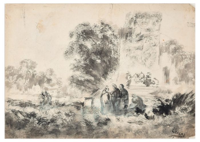 Group Of People In Landscape - Modern Artworks 
