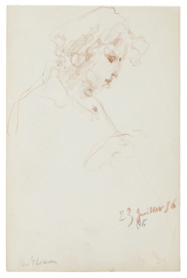"Studies" is an original drawing in tempera on paper, realized by an Anonymous French Artist of the XX Century . 