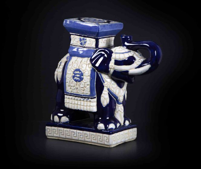 Lucky Blue Ceramic Elephant