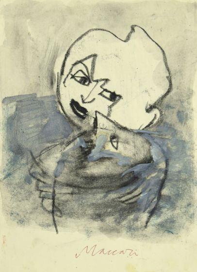 Portrait is an original modern artwork realized the 1985s by the Italian artist Mino Maccari (Siena, 1898 - Rome, 1989).
