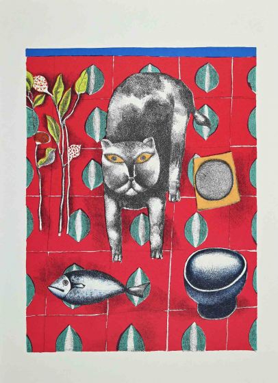 Franco Gentilini - Cat and Fish - Modern Artwork