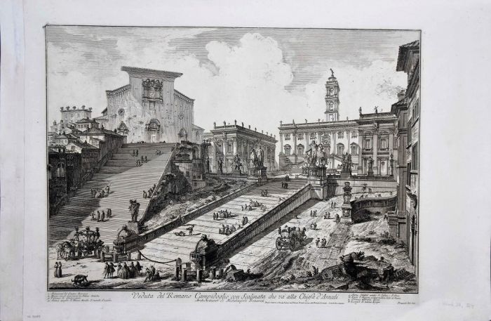 View of the Capitoline Hill   by Giovanni Battista Piranesi - Old Master Artwork