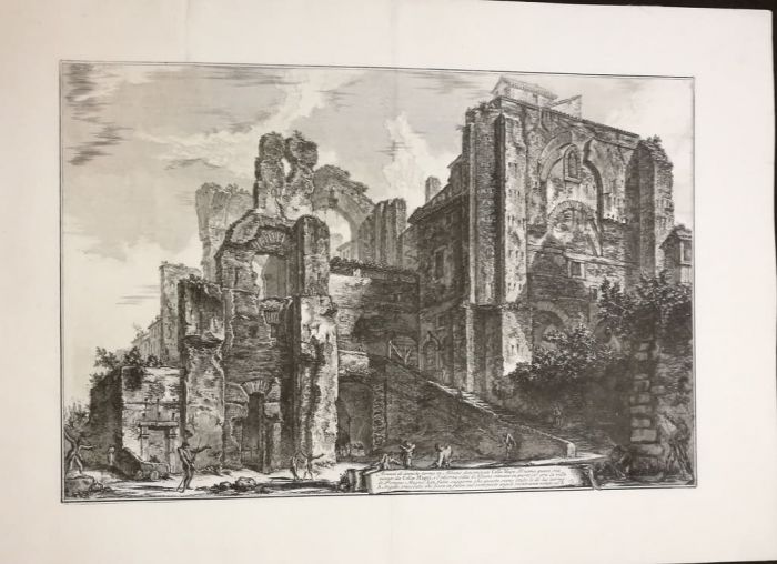 G.B.Piranesi,   Ancient Baths in Albano called Cello Majo, Etching, 1764.