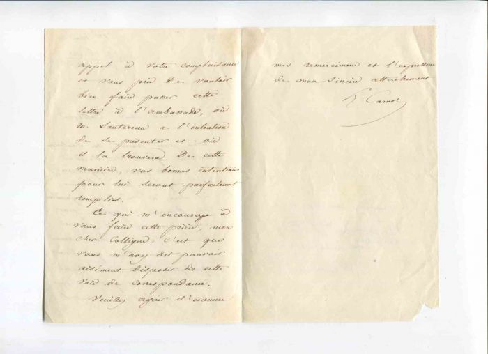 Autograph Letter by Hippolyte Carnot