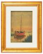 Lake Landscape with Boat by Marius Carion - Modern Artwork