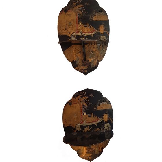 Pair of black Japanese shelves by Anonymous - Design Object