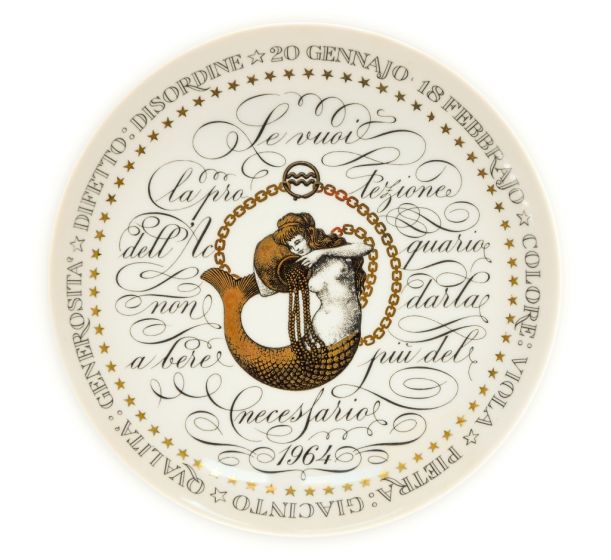 Aquarius - from Zodiac Plate Series by Piero Fornasetti - Design and Decorative Object
