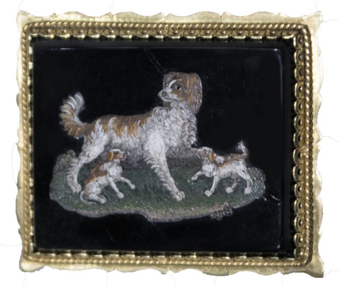 Small Plate With Dogs and Puppies by Anonymous - Decorative Object