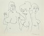 The Models is an original modern artwork realized the 1980s by the Italian artist Mino Maccari (Siena, 1898 - Rome, 1989).