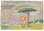 "Landscape" is an original drawing in watercolor on paper, realized by Jean Delpech (1916-1988).